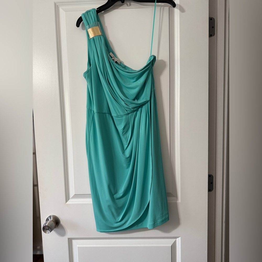 Max & Cleo One Shoulder Turquoise Dress